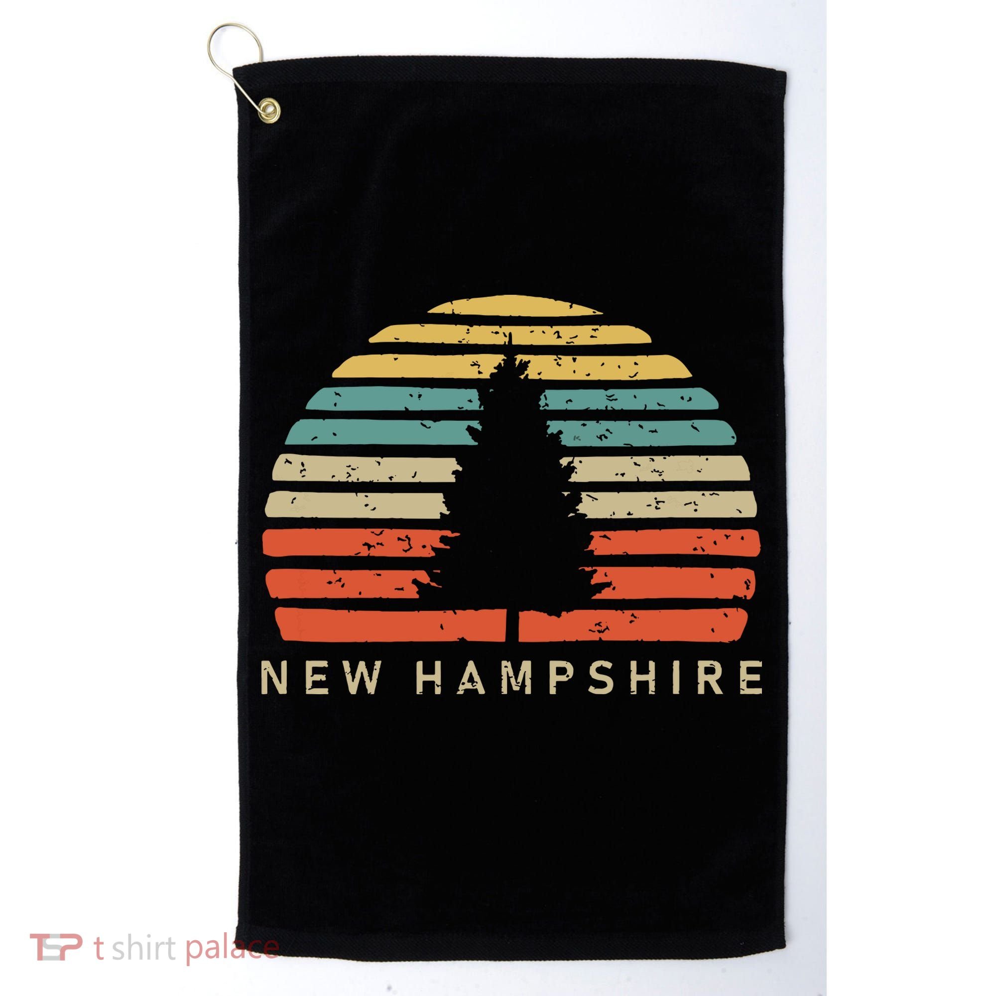 Retro Sunset New Hampshire Pine Tree Golf Towel