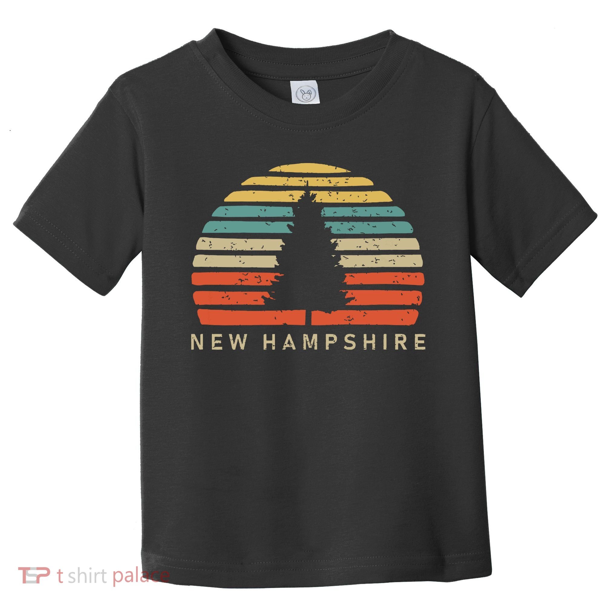 Retro Sunset New Hampshire Pine Tree Toddler T-Shirt