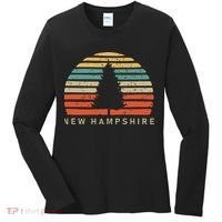 Retro Sunset New Hampshire Pine Tree Women's Long Sleeve Shirt thumb 0