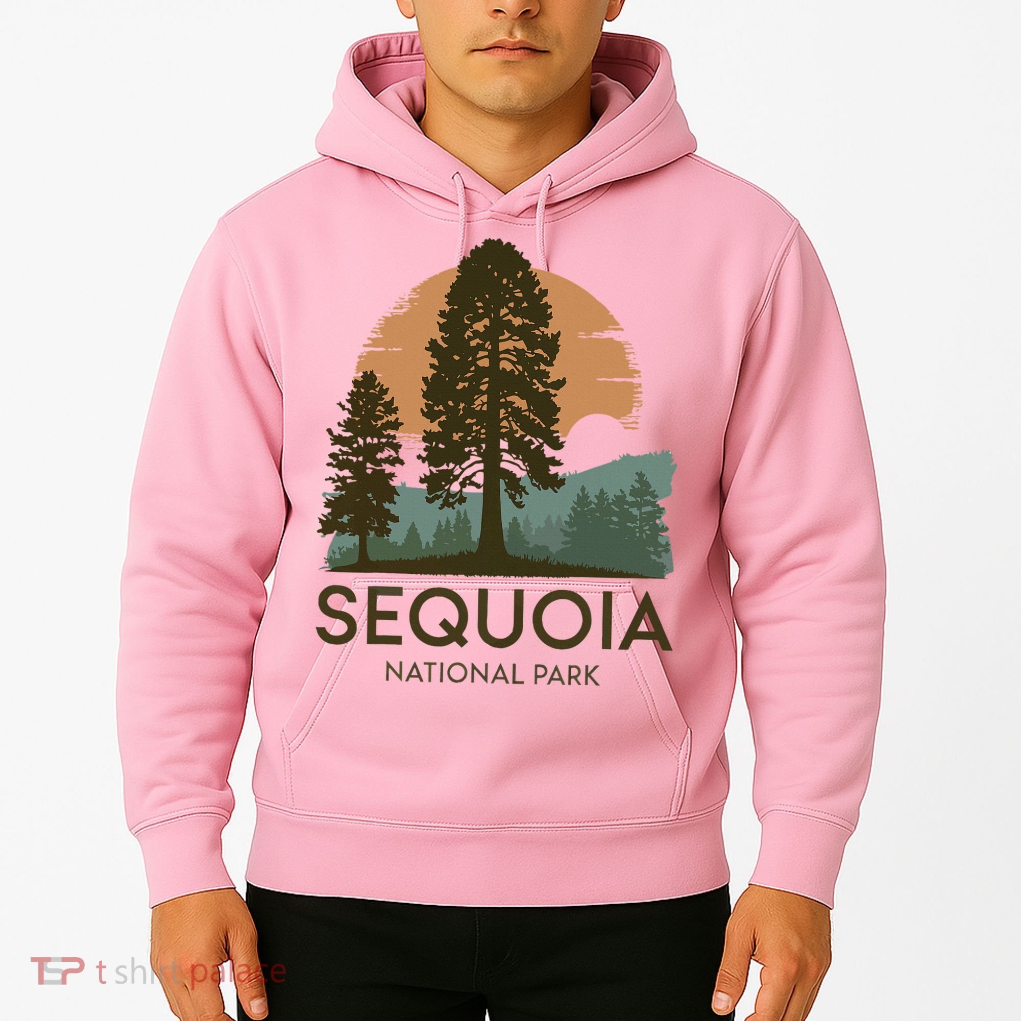 Retro Sequoia National Park Novelty Vacation Tree Minimalist Hoodie