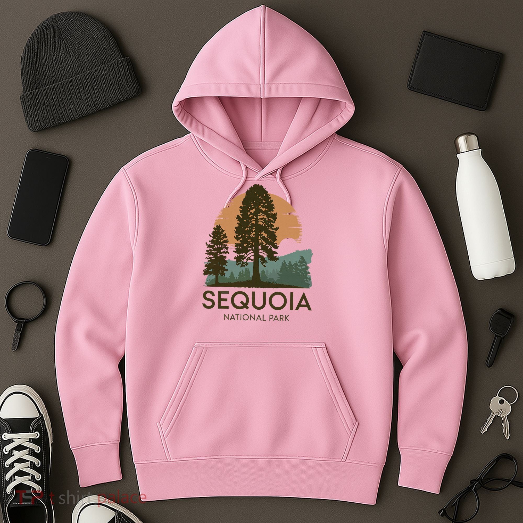 Retro Sequoia National Park Novelty Vacation Tree Minimalist Hoodie