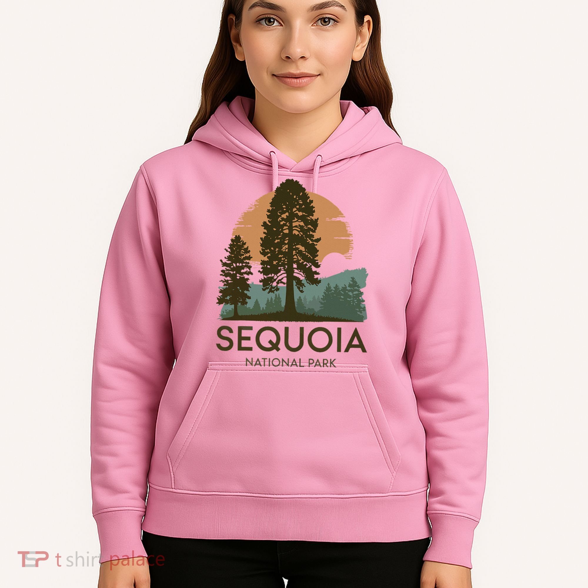 Retro Sequoia National Park Novelty Vacation Tree Minimalist Hoodie