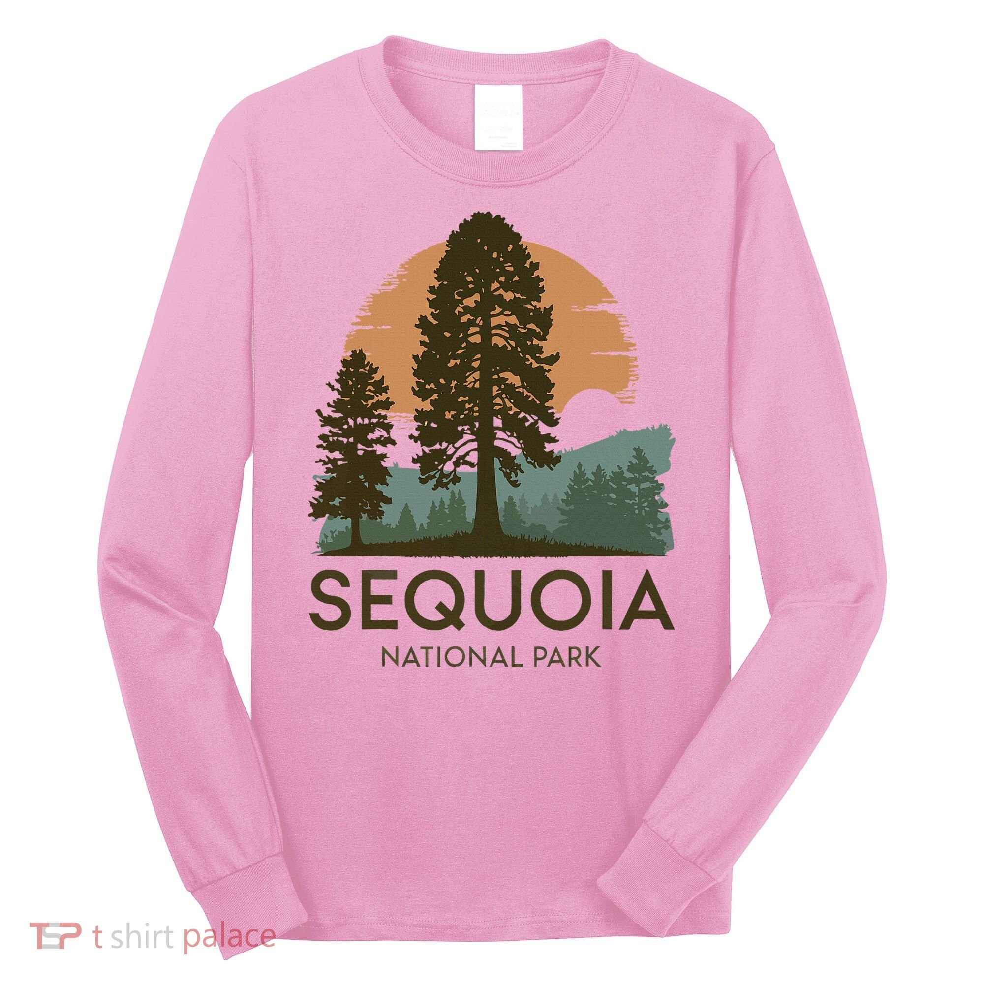 Retro Sequoia National Park Novelty Vacation Tree Minimalist Long Sleeve Shirt