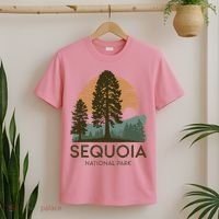 Retro Sequoia National Park Novelty Vacation Tree Minimalist T-Shirt thumb 2