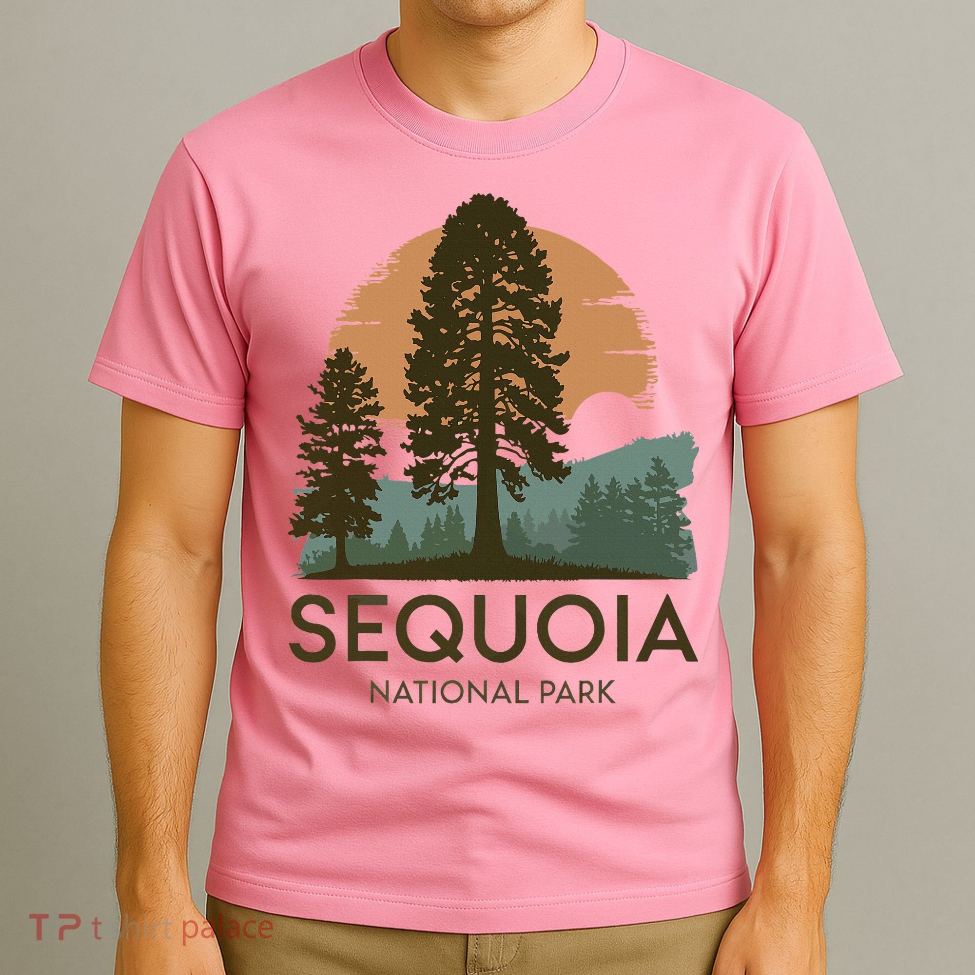 Retro Sequoia National Park Novelty Vacation Tree Minimalist T-Shirt