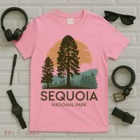 Retro Sequoia National Park Novelty Vacation Tree Minimalist T-Shirt thumb 5