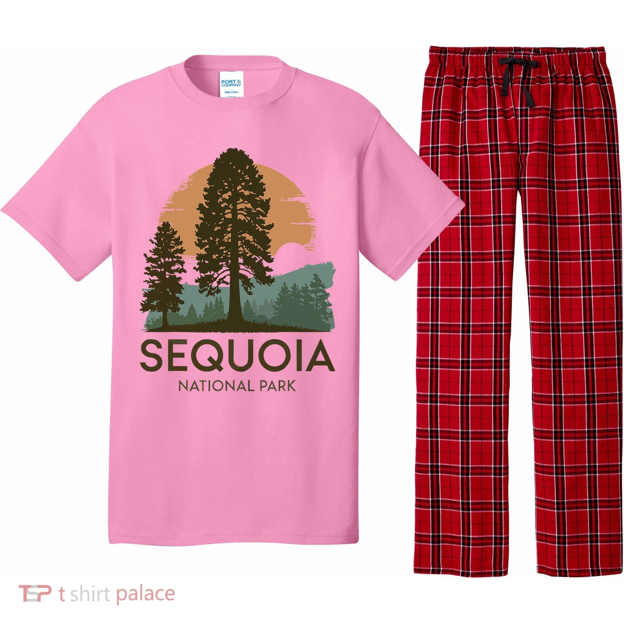 Retro Sequoia National Park Novelty Vacation Tree Minimalist Pajama Set