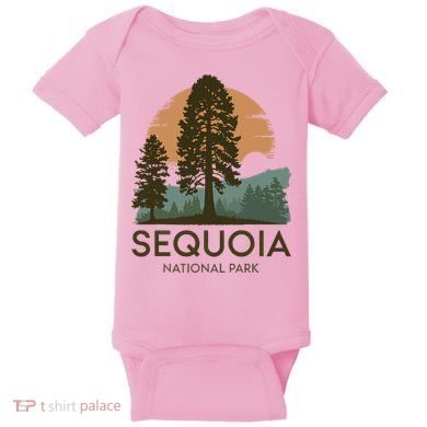 Retro Sequoia National Park Novelty Vacation Tree Minimalist Baby Bodysuit
