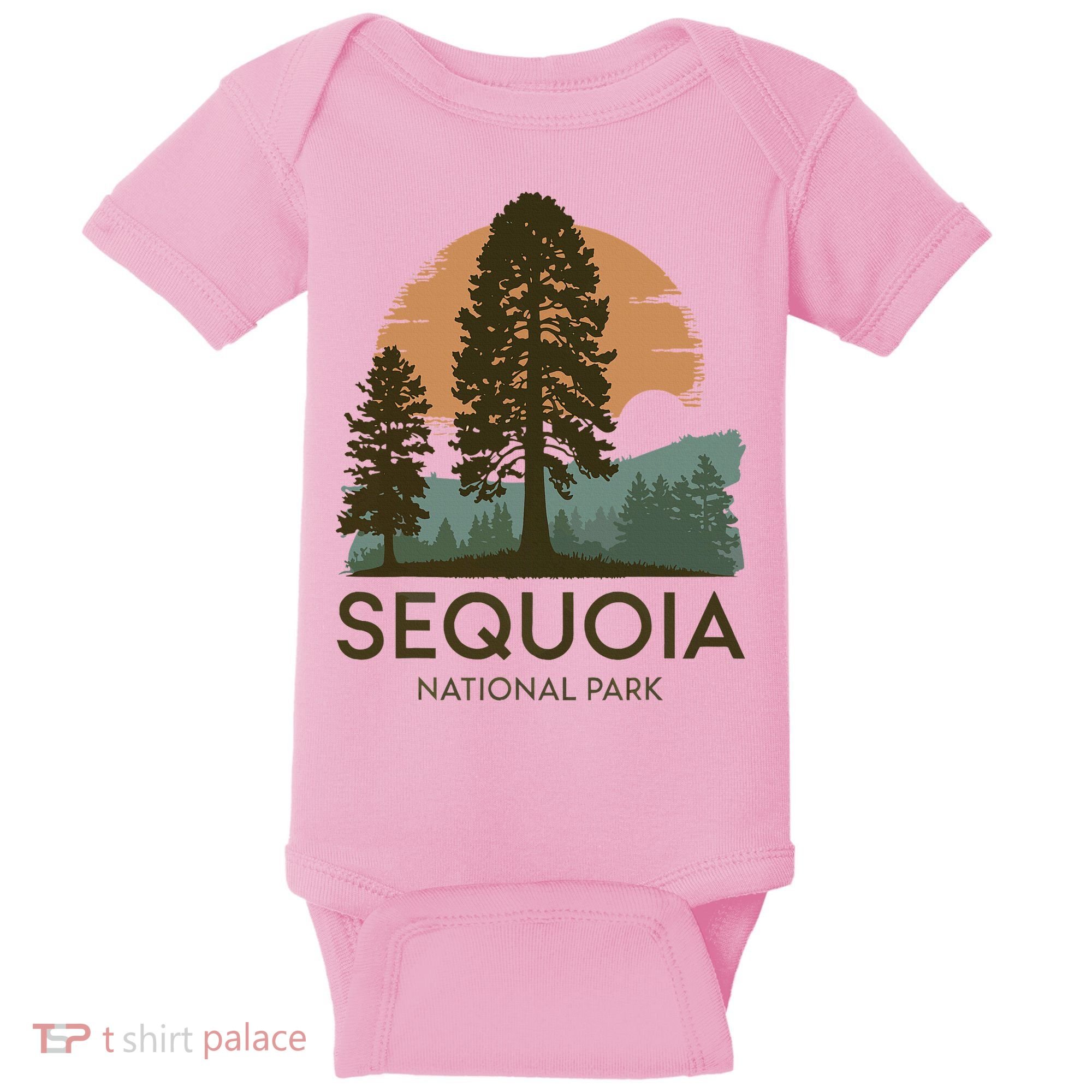 Retro Sequoia National Park Novelty Vacation Tree Minimalist Baby Bodysuit