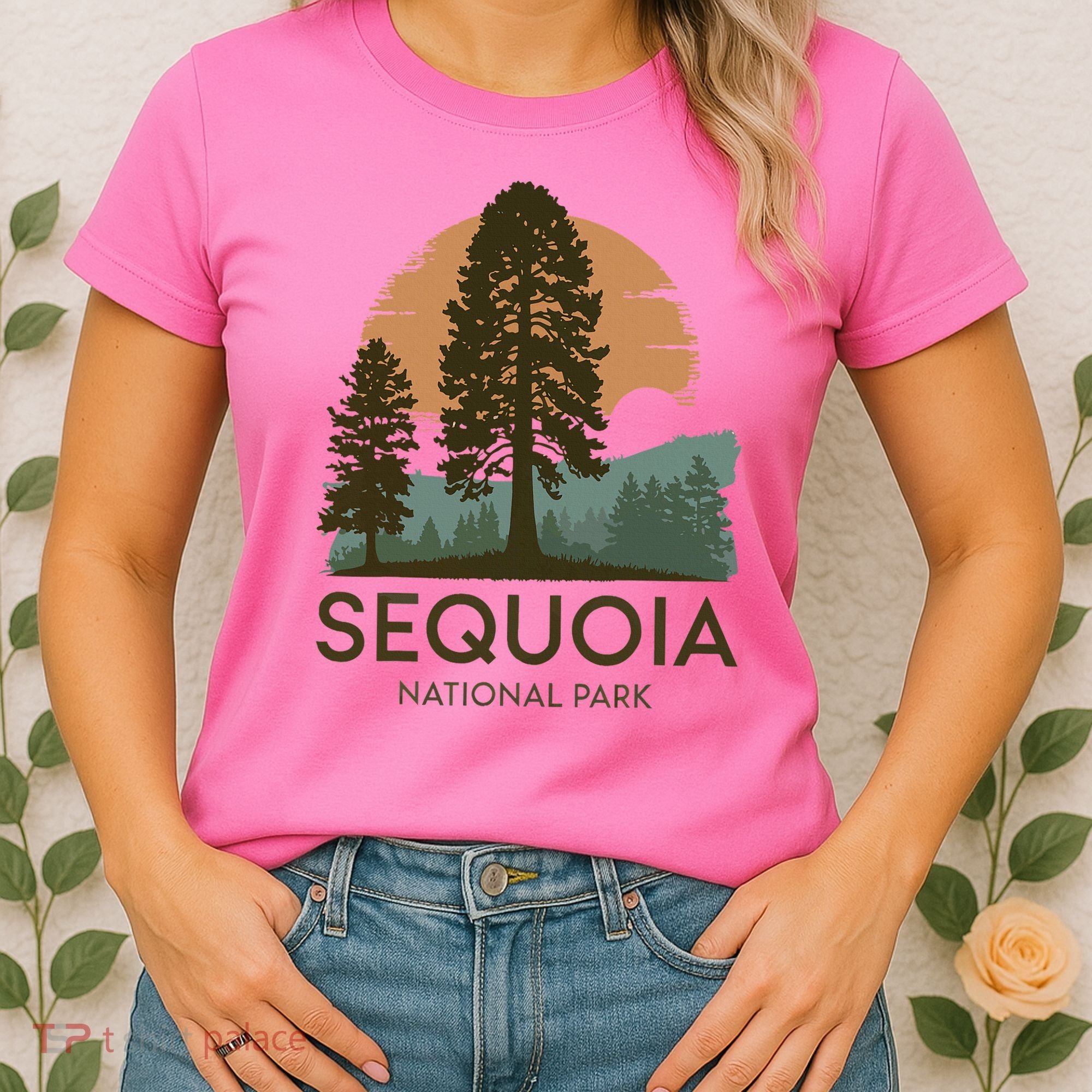 Retro Sequoia National Park Novelty Vacation Tree Minimalist Women's T-Shirt