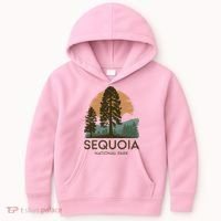 Retro Sequoia National Park Novelty Vacation Tree Minimalist Kids Hoodie thumb 0