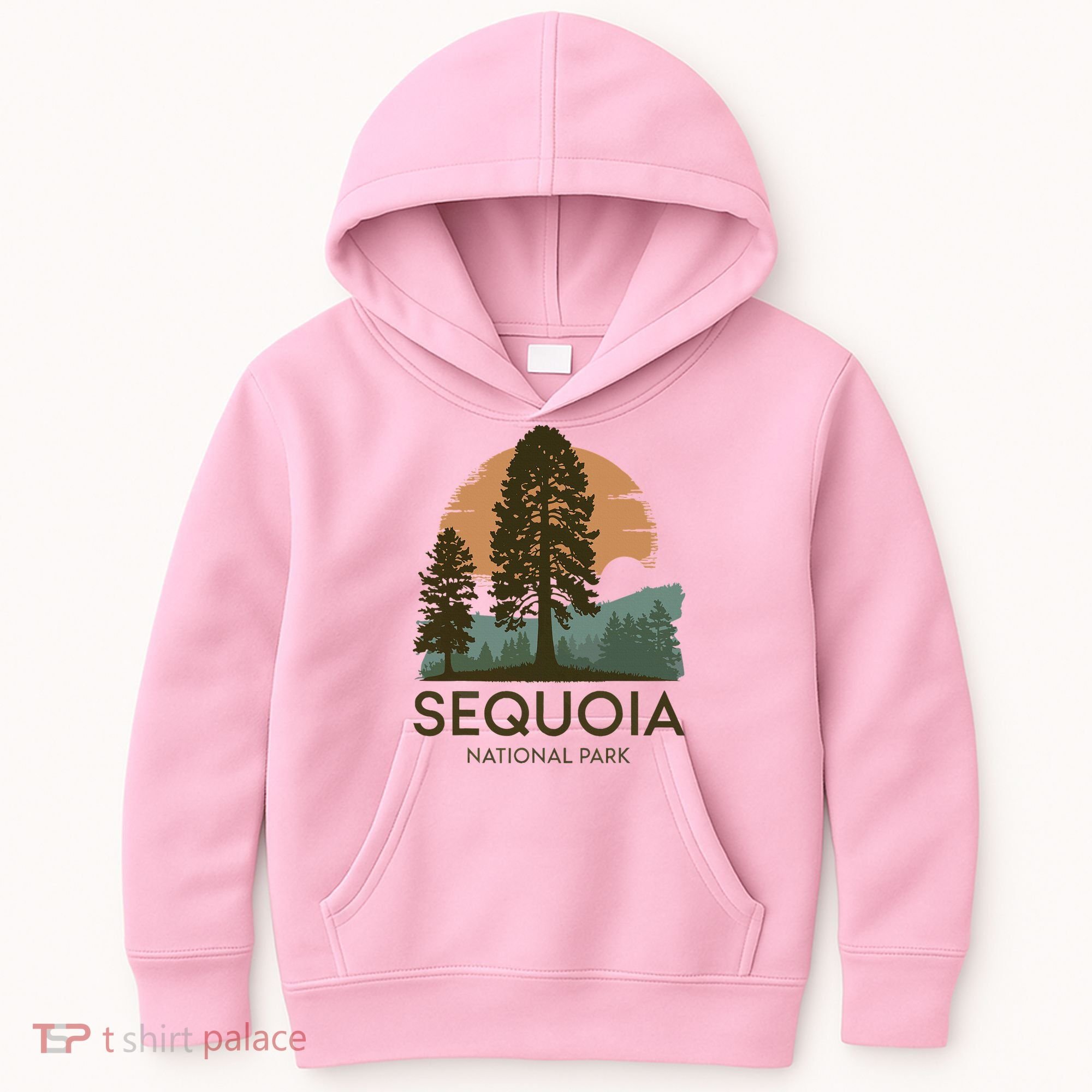 Retro Sequoia National Park Novelty Vacation Tree Minimalist Kids Hoodie