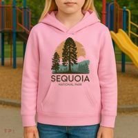 Retro Sequoia National Park Novelty Vacation Tree Minimalist Kids Hoodie thumb 3