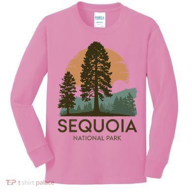 Retro Sequoia National Park Novelty Vacation Tree Minimalist Kids Long Sleeve Shirt