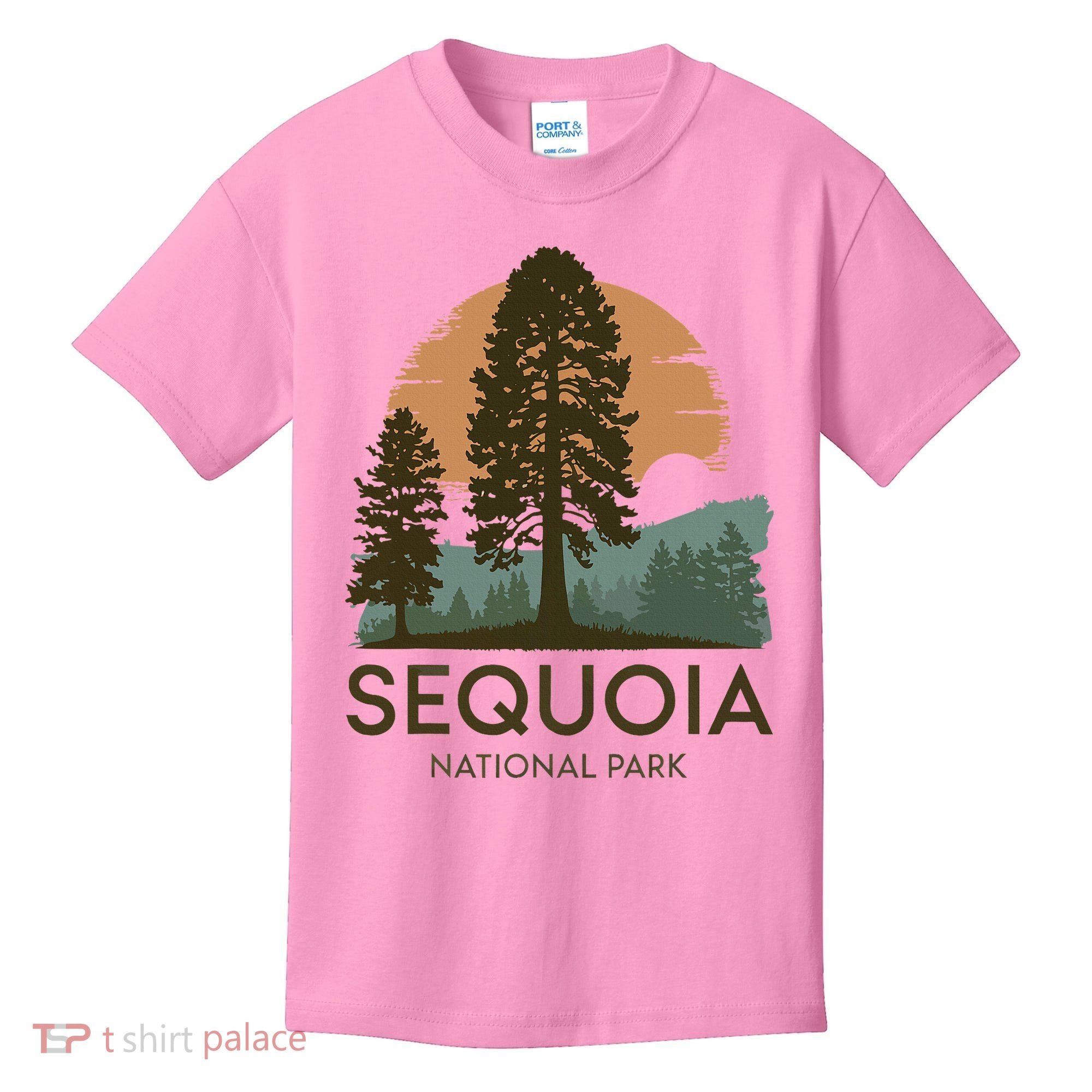 Retro Sequoia National Park Novelty Vacation Tree Minimalist Kids T-Shirt