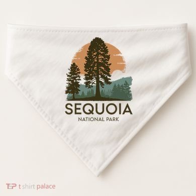 Retro Sequoia National Park Novelty Vacation Tree Minimalist USA-Made Doggie Bandana