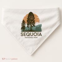 Retro Sequoia National Park Novelty Vacation Tree Minimalist USA-Made Doggie Bandana thumb 0
