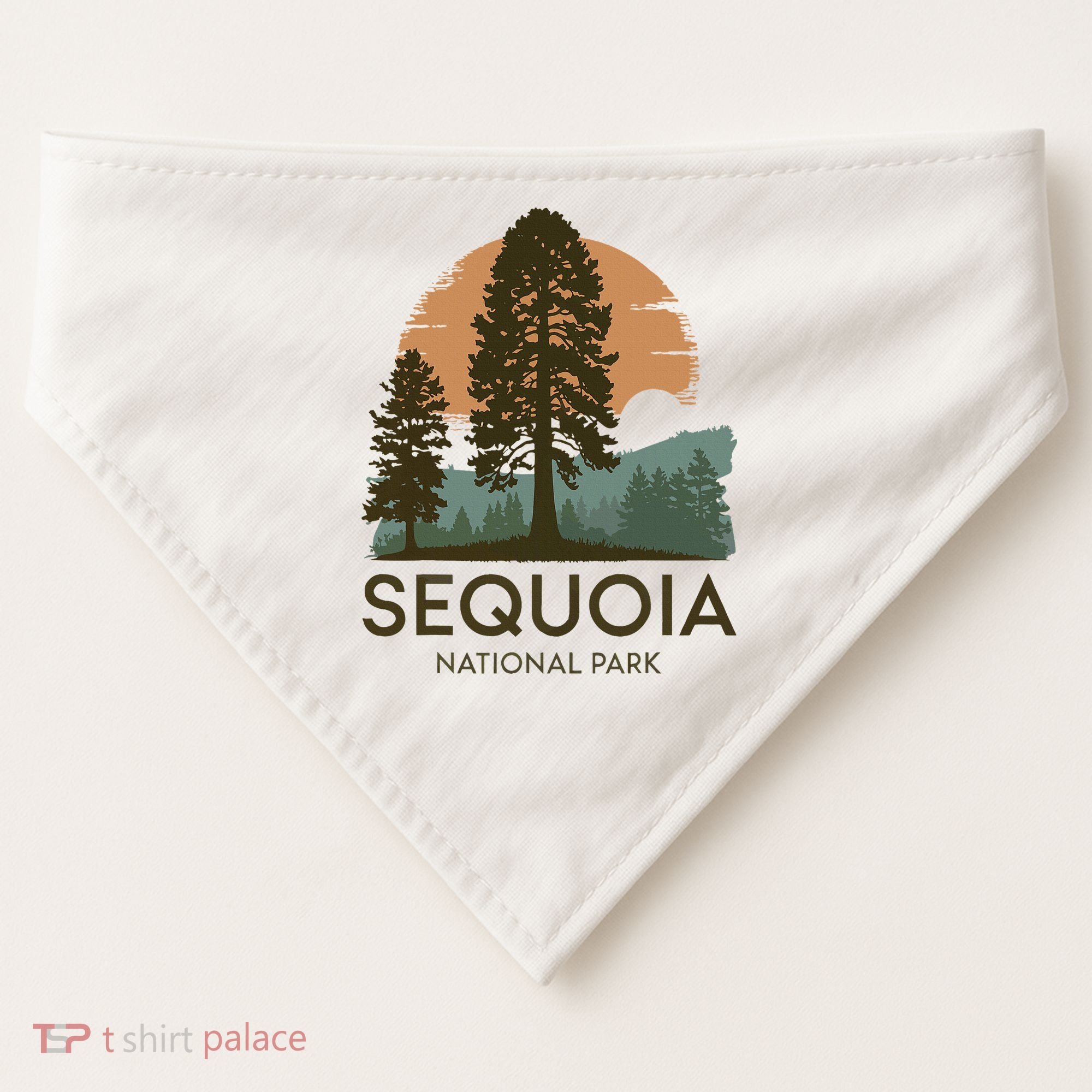 Retro Sequoia National Park Novelty Vacation Tree Minimalist USA-Made Doggie Bandana