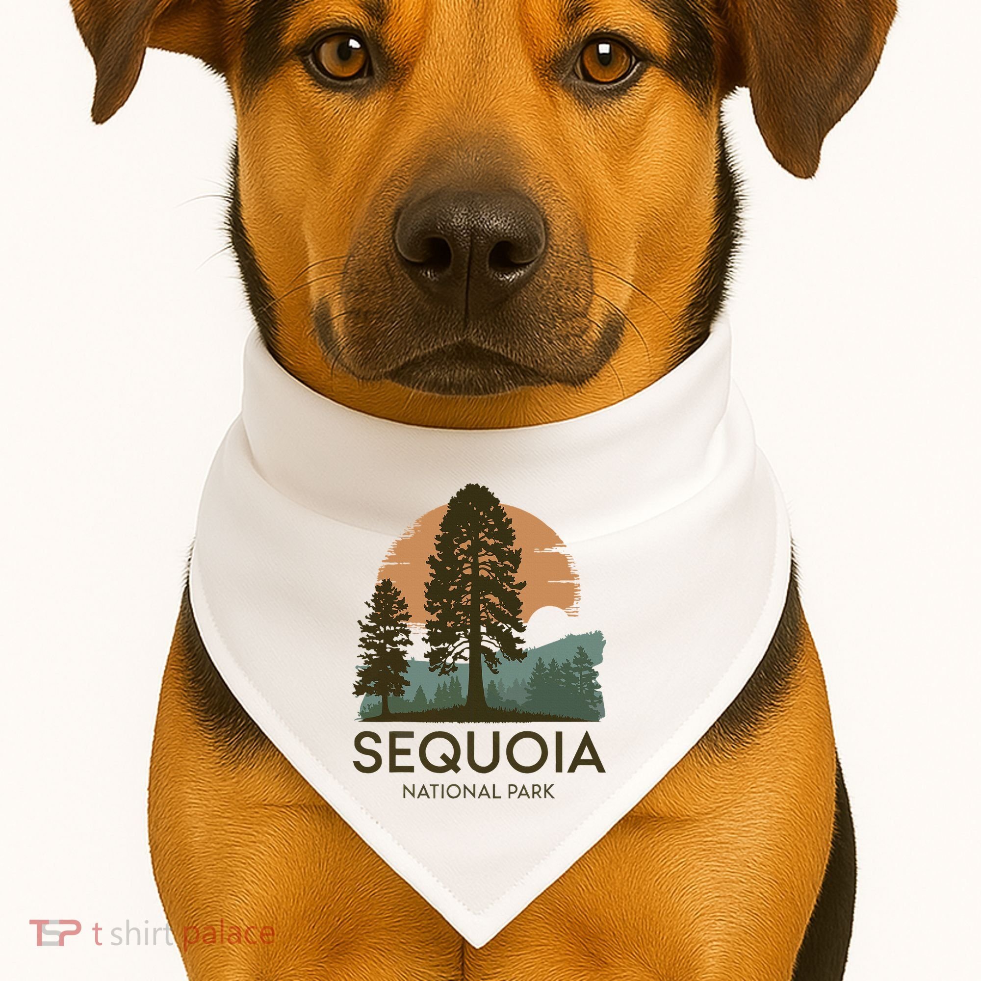 Retro Sequoia National Park Novelty Vacation Tree Minimalist USA-Made Doggie Bandana
