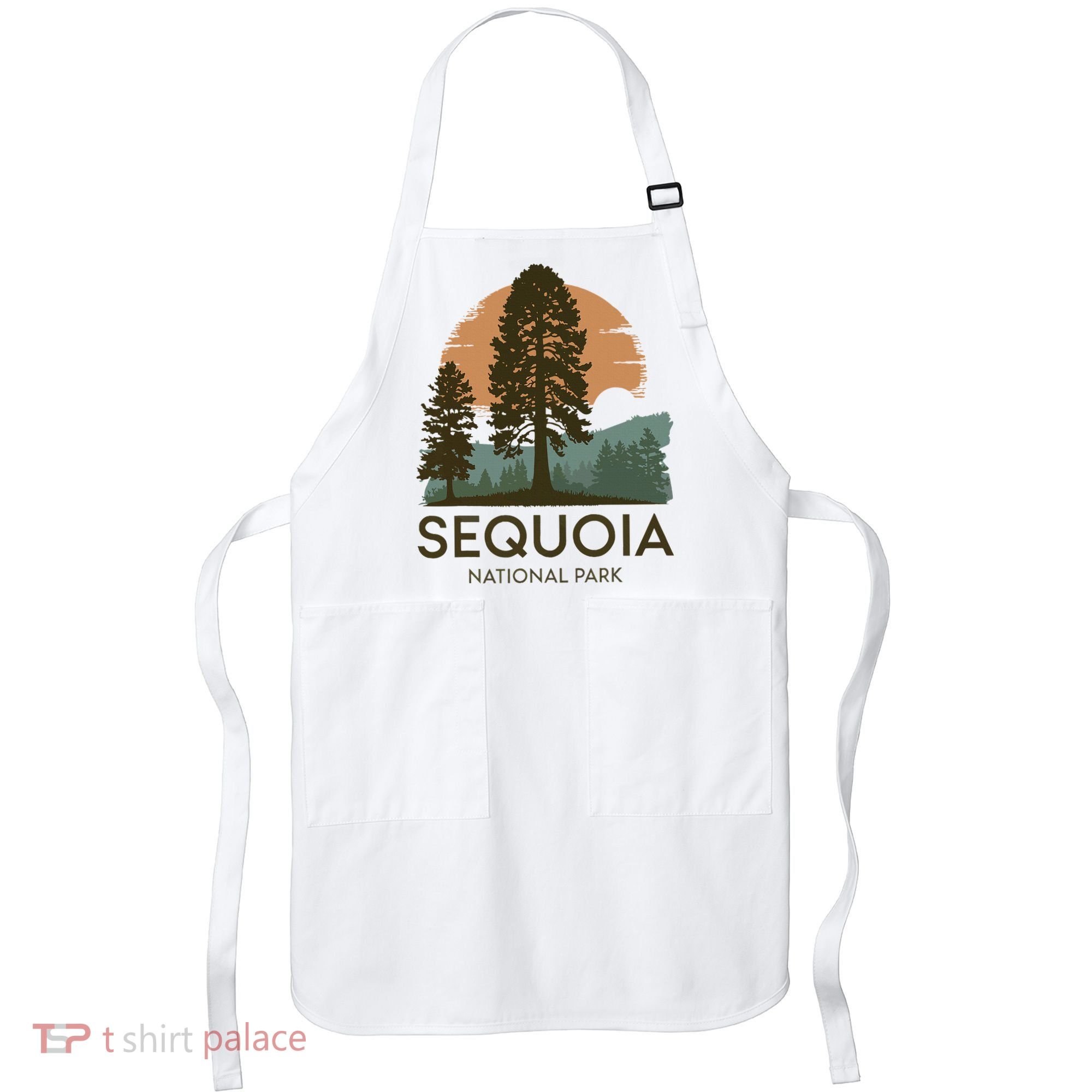 Retro Sequoia National Park Novelty Vacation Tree Minimalist Apron