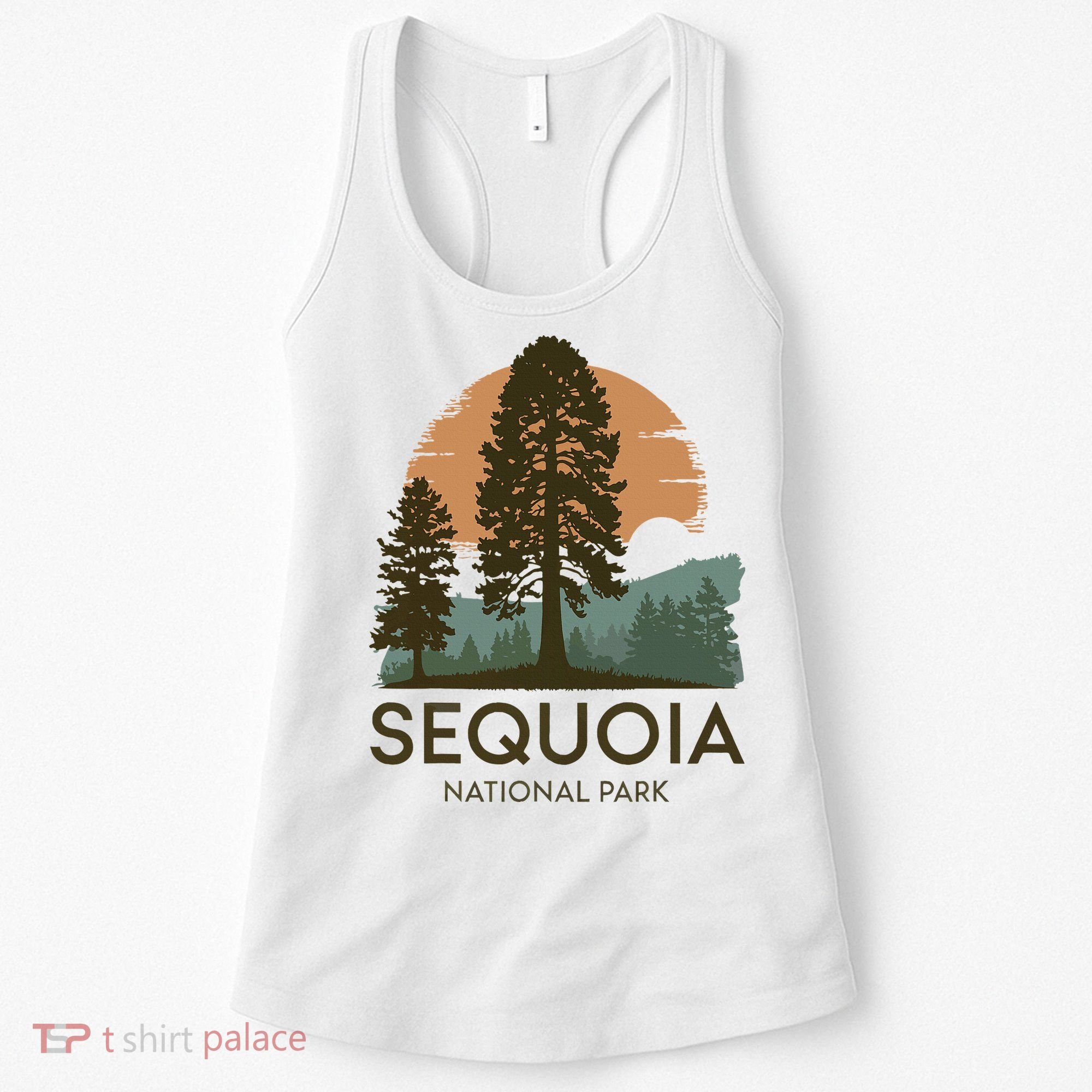 Retro Sequoia National Park Novelty Vacation Tree Minimalist Women's Tank Top