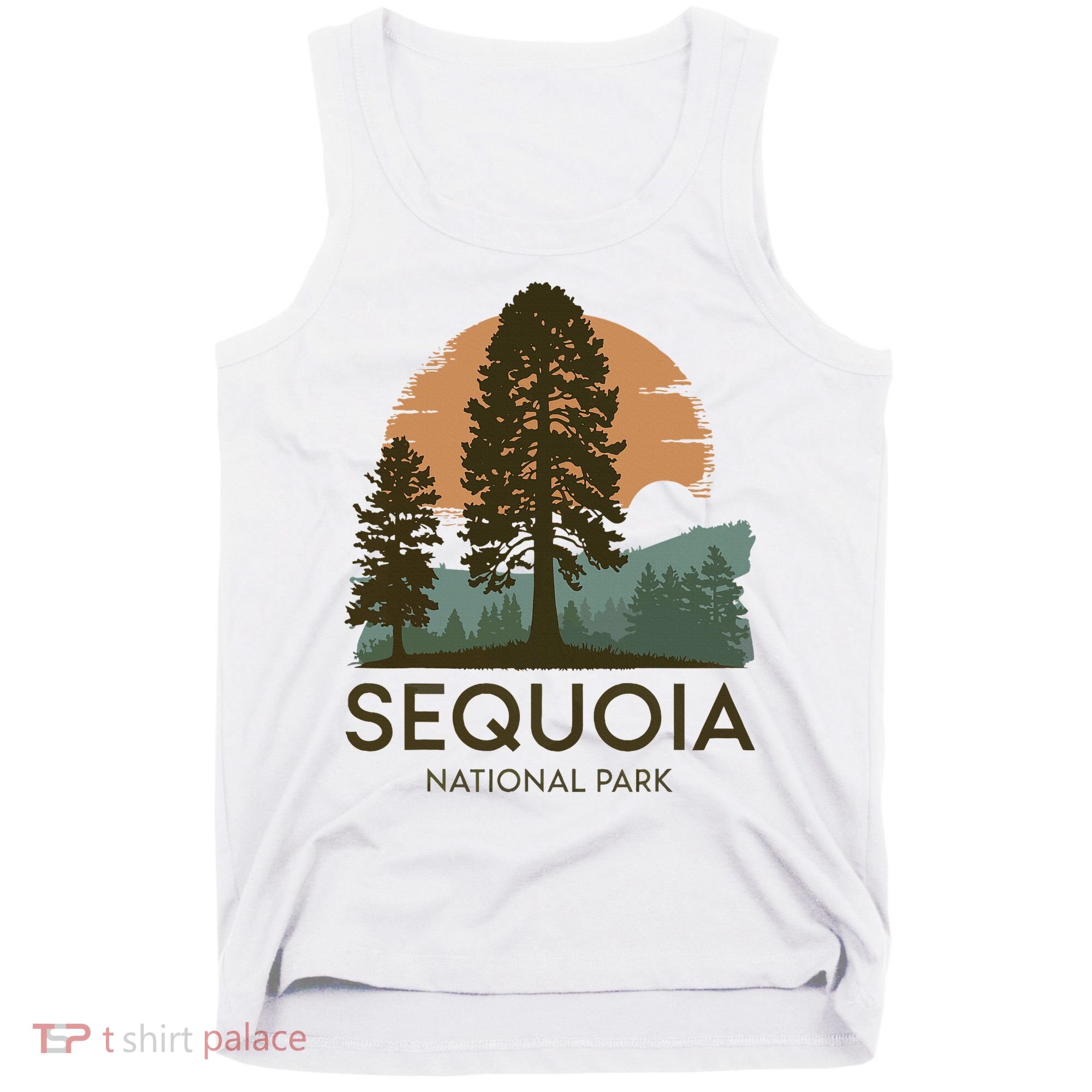Retro Sequoia National Park Novelty Vacation Tree Minimalist Tank Top