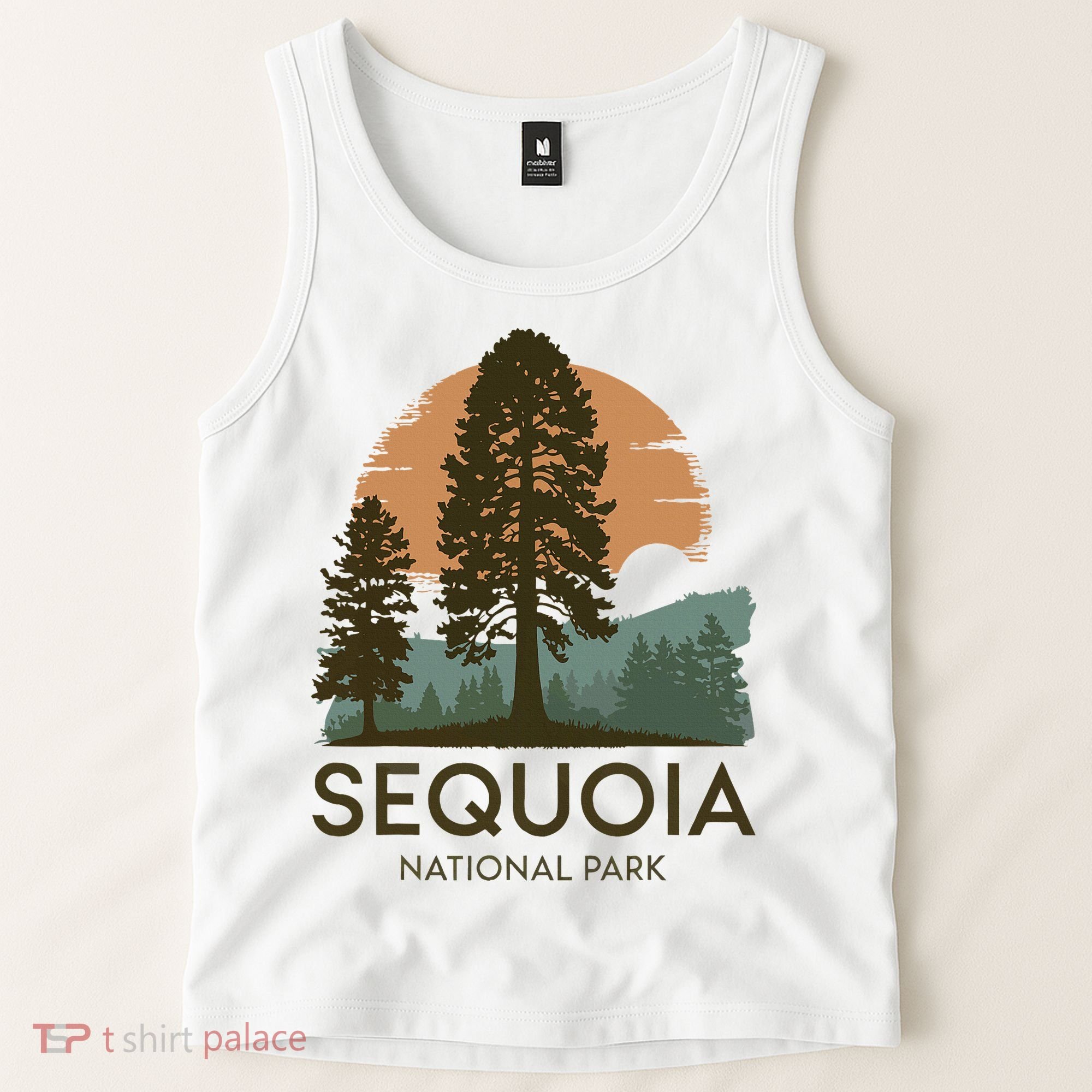 Retro Sequoia National Park Novelty Vacation Tree Minimalist Tank Top