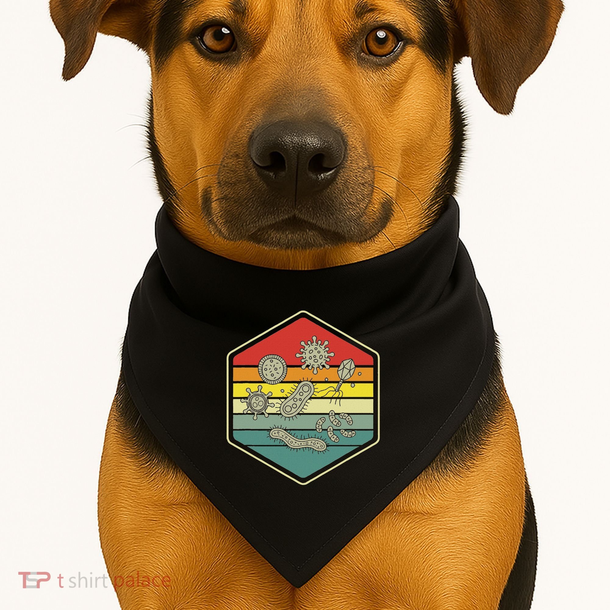 Retro Science Nerd Gift Microbiology Bacteria Biology USA-Made Doggie Bandana