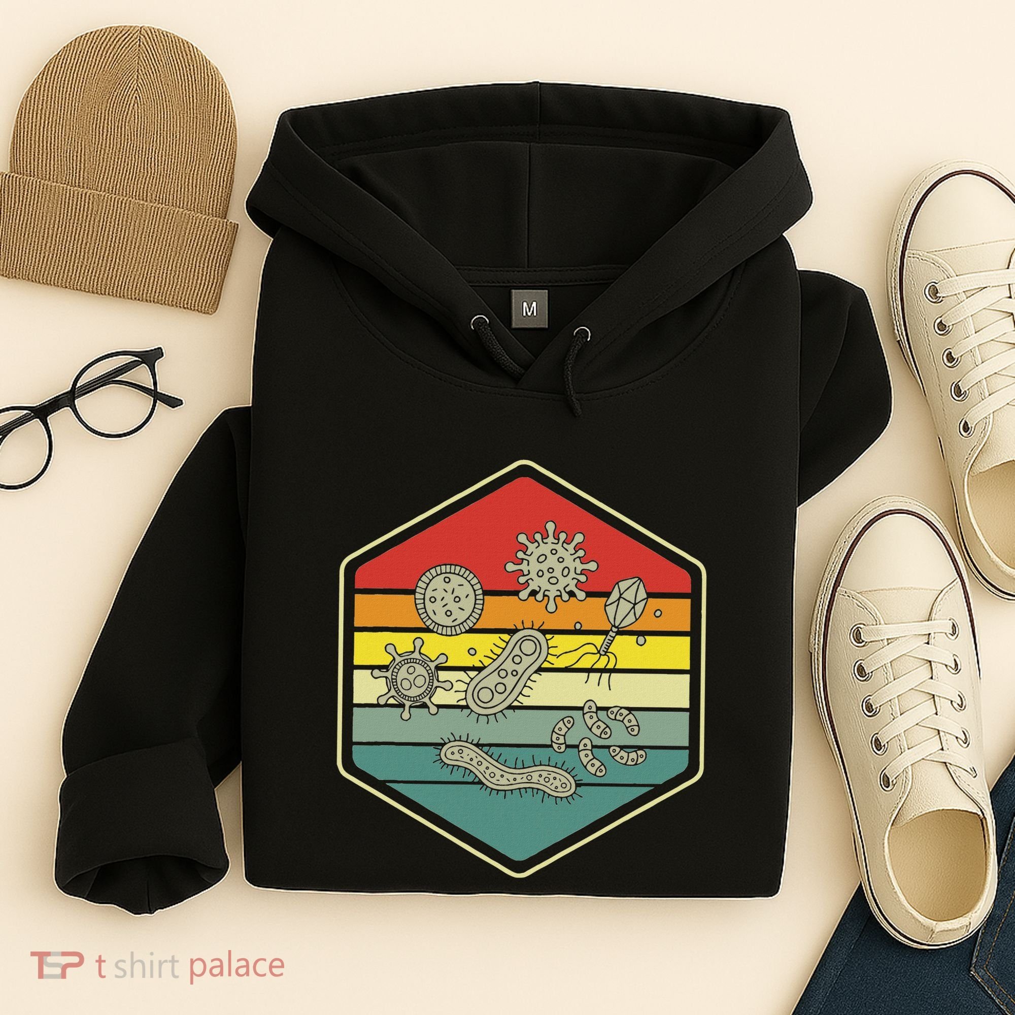 Retro Science Nerd Gift Microbiology Bacteria Biology Hoodie
