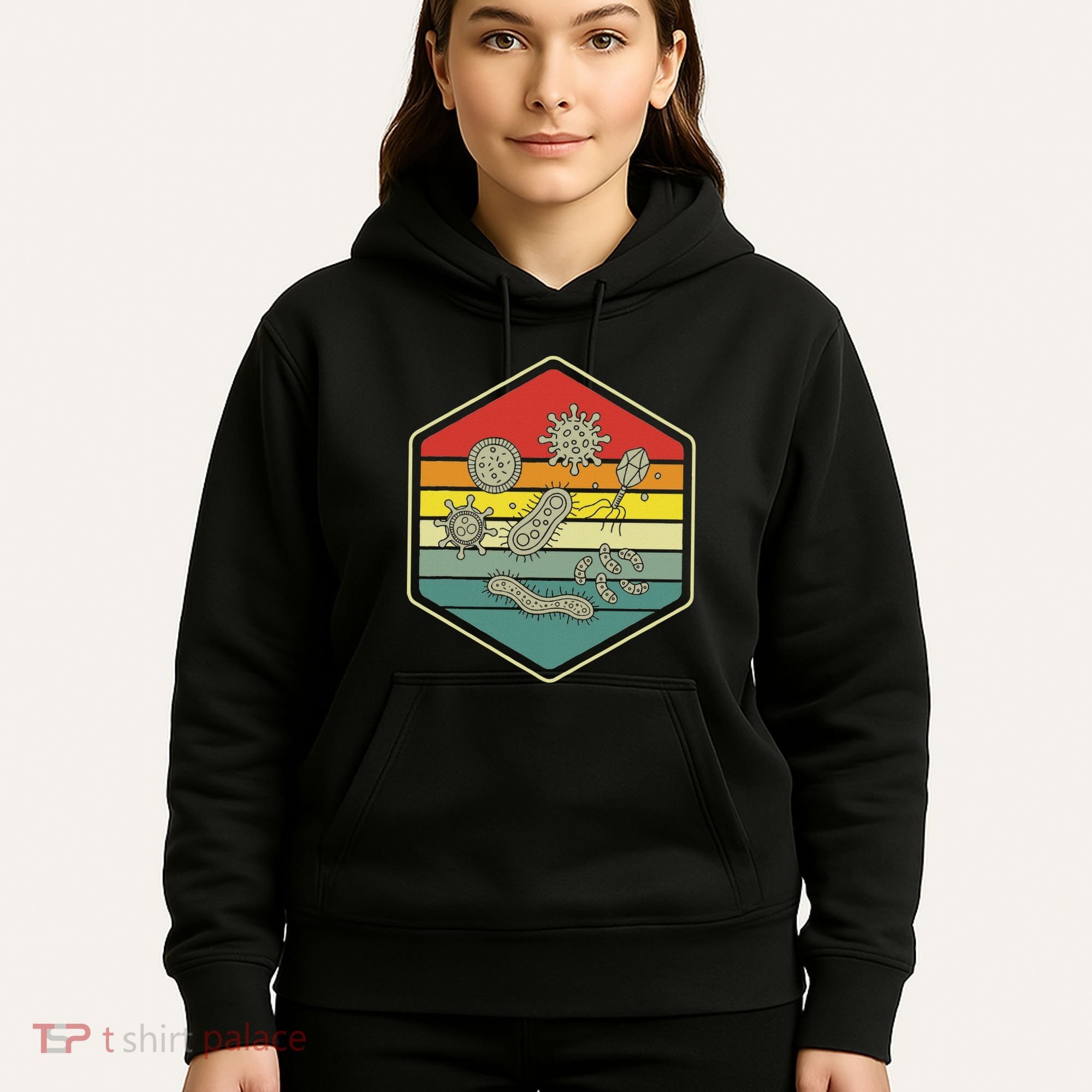 Retro Science Nerd Gift Microbiology Bacteria Biology Hoodie