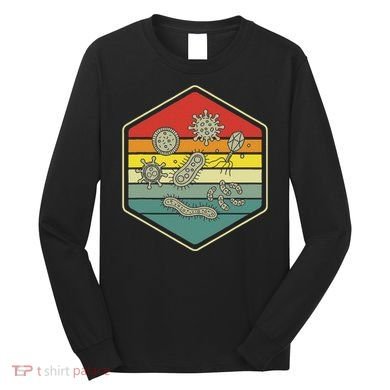 Retro Science Nerd Gift Microbiology Bacteria Biology Long Sleeve Shirt
