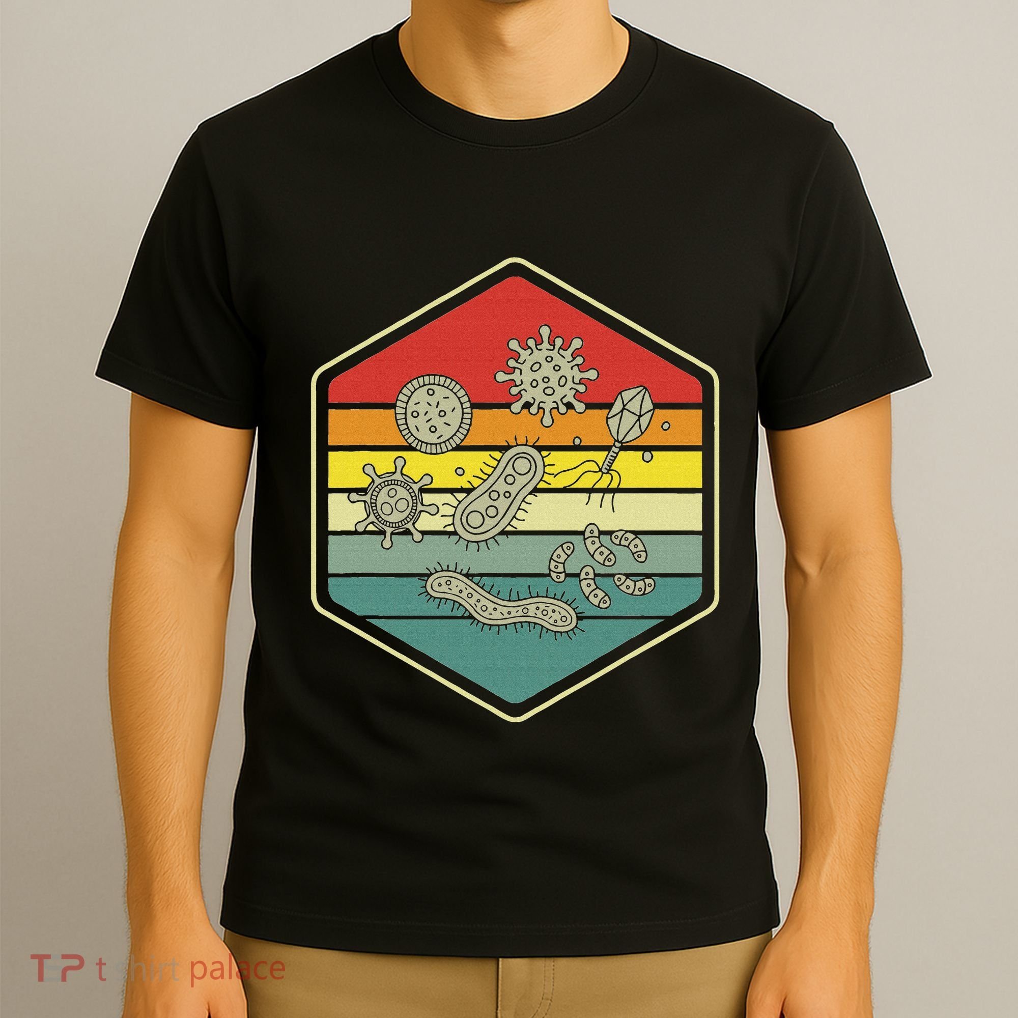 Retro Science Nerd Gift Microbiology Bacteria Biology T-Shirt