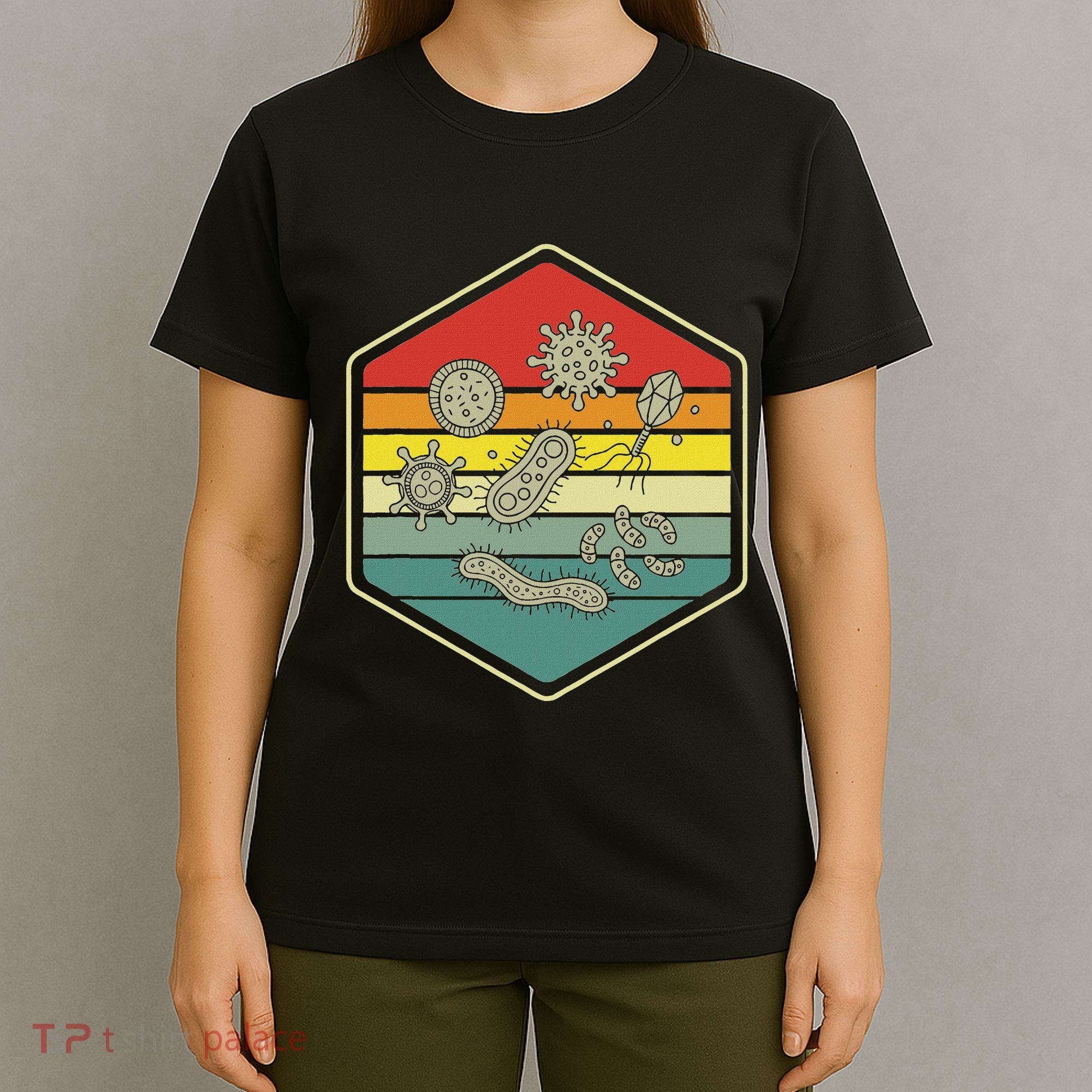 Retro Science Nerd Gift Microbiology Bacteria Biology T-Shirt