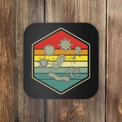 Retro Science Nerd Gift Microbiology Bacteria Biology Coaster