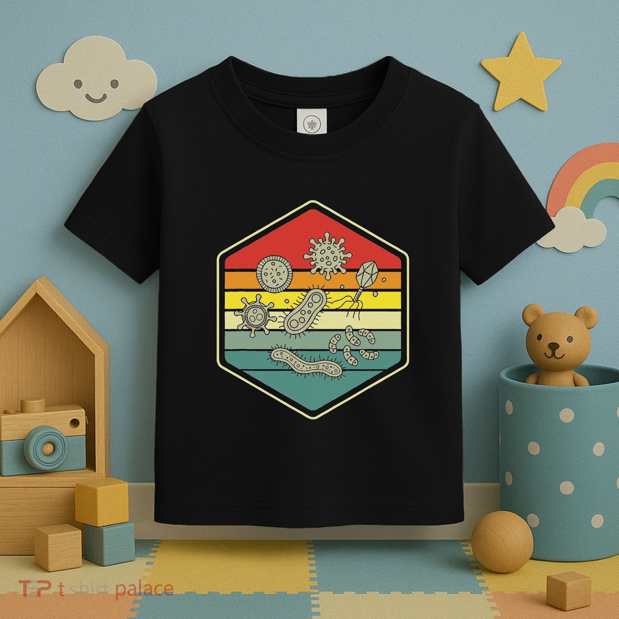 Retro Science Nerd Gift Microbiology Bacteria Biology Toddler T-Shirt