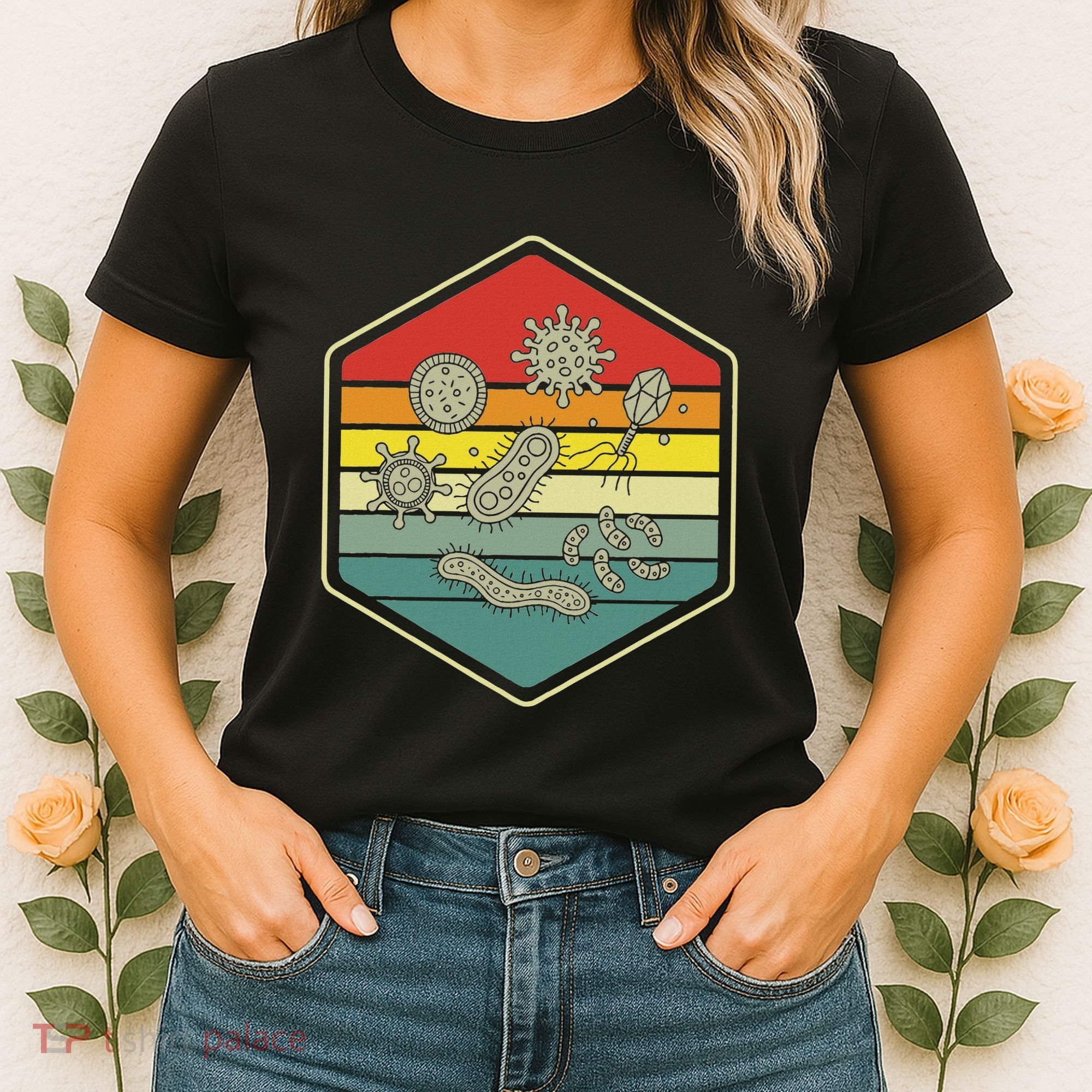 Retro Science Nerd Gift Microbiology Bacteria Biology Women's T-Shirt