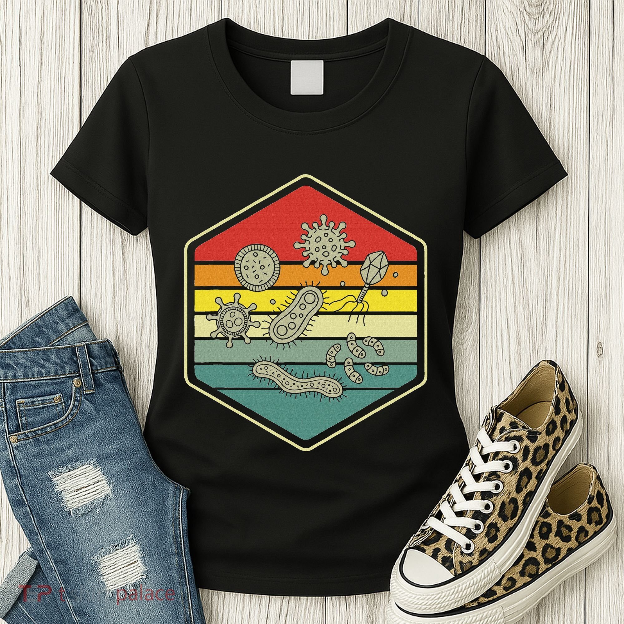 Retro Science Nerd Gift Microbiology Bacteria Biology Women's T-Shirt