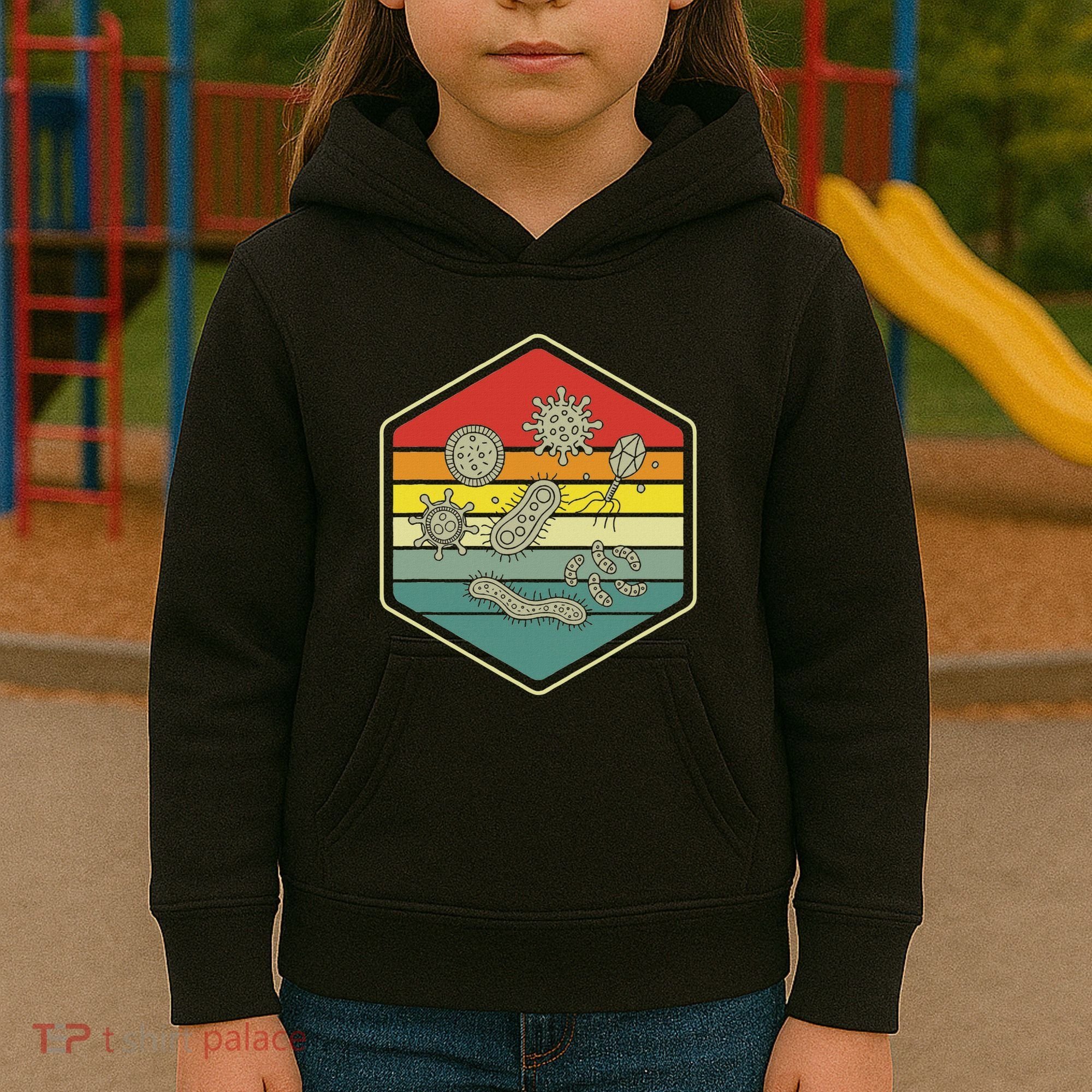Retro Science Nerd Gift Microbiology Bacteria Biology Kids Hoodie