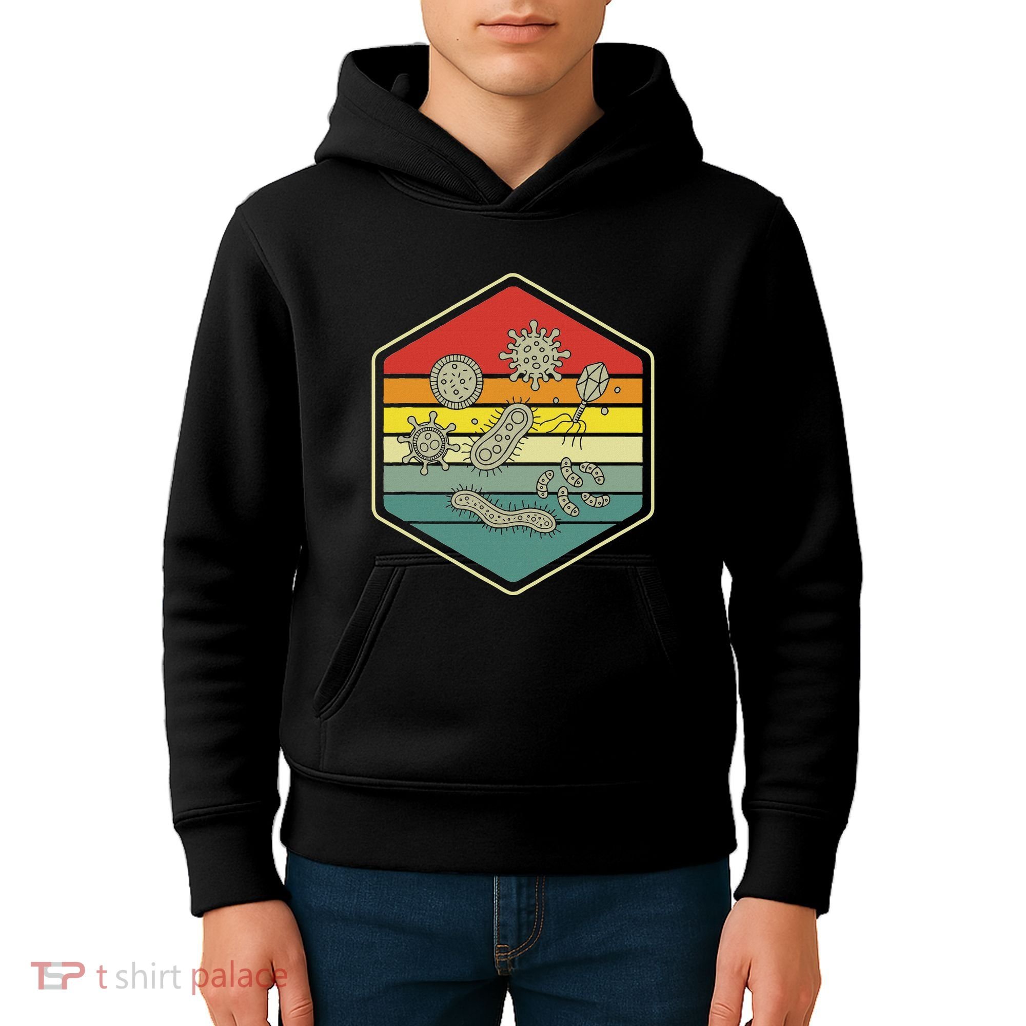 Retro Science Nerd Gift Microbiology Bacteria Biology Kids Hoodie