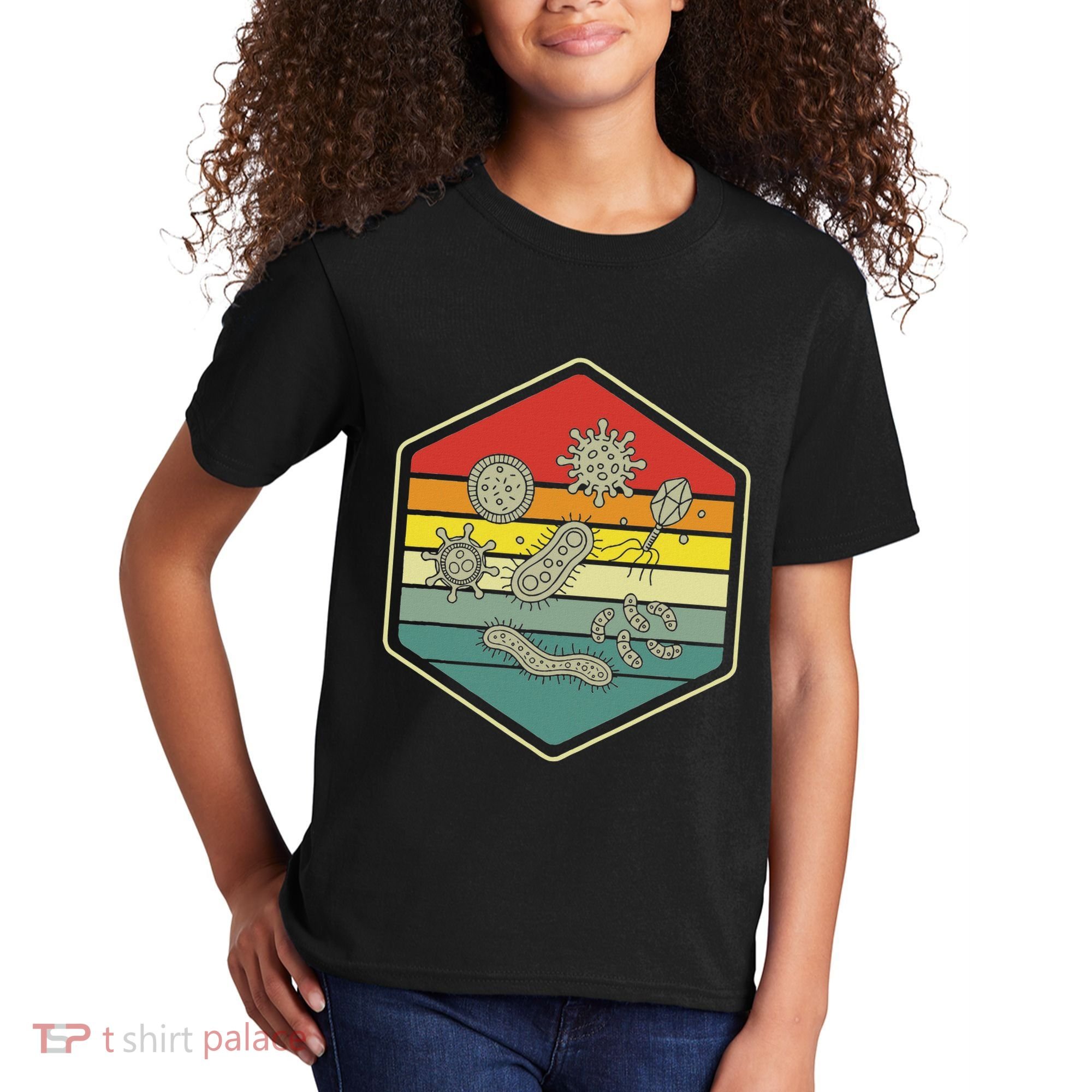Retro Science Nerd Gift Microbiology Bacteria Biology Kids T-Shirt