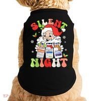 Retro Silent Night Icu Nurse Christmas Intensive Care Unit Doggie Tank thumb 0