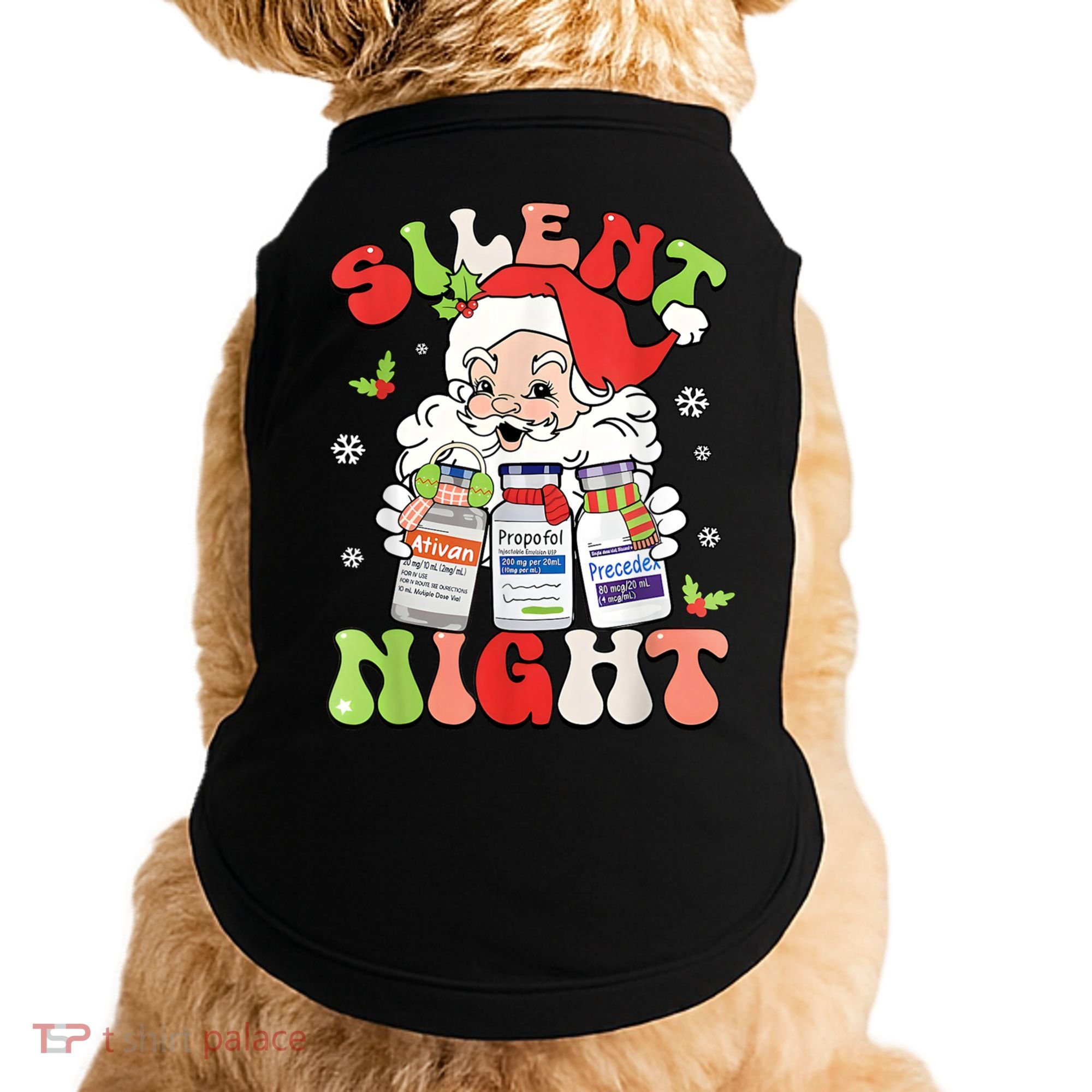 Retro Silent Night Icu Nurse Christmas Intensive Care Unit Doggie Tank