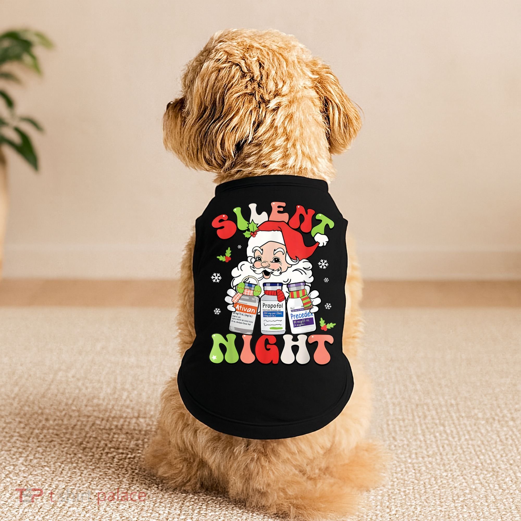 Retro Silent Night Icu Nurse Christmas Intensive Care Unit Doggie Tank