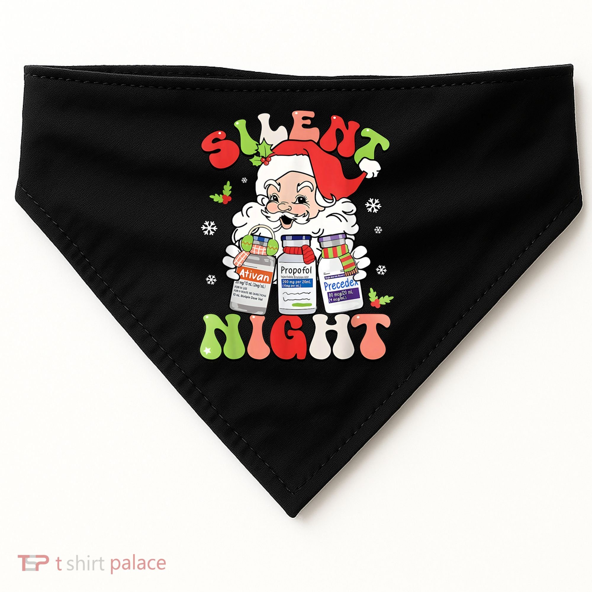 Retro Silent Night Icu Nurse Christmas Intensive Care Unit USA-Made Doggie Bandana