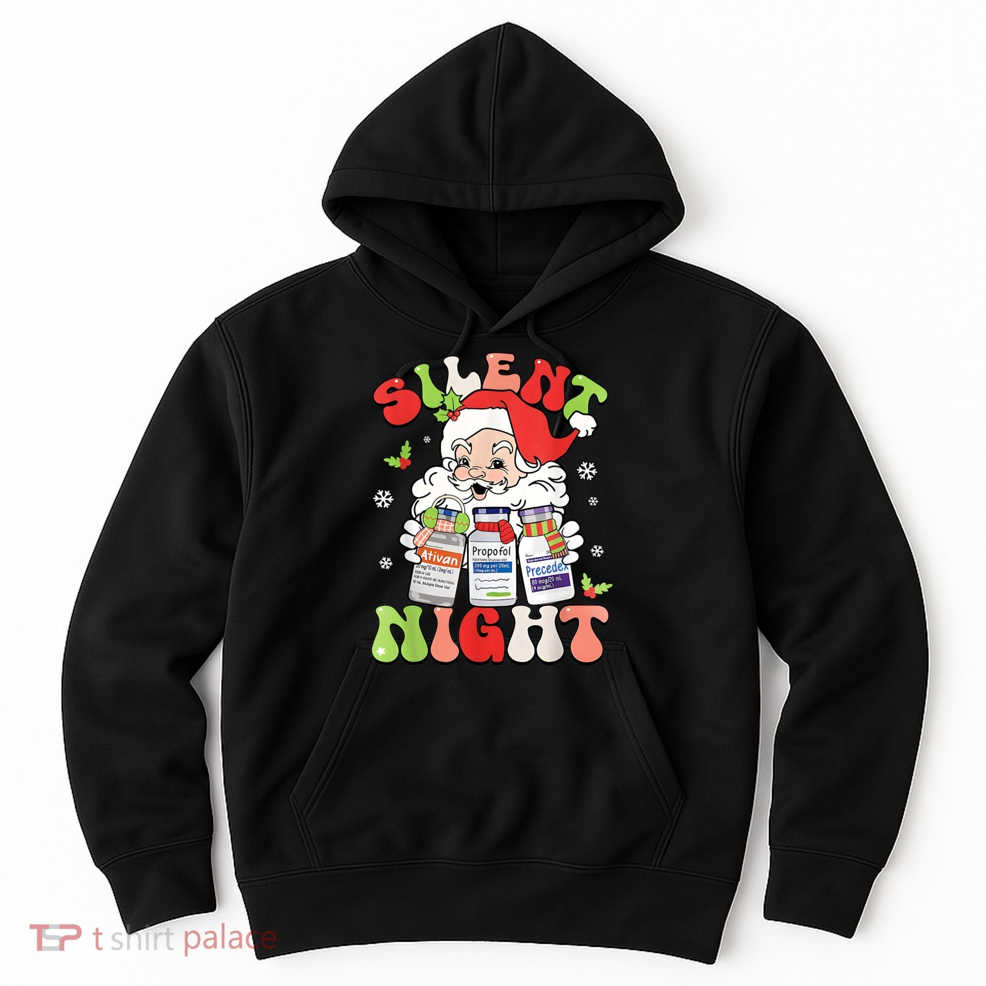 Retro Silent Night Icu Nurse Christmas Intensive Care Unit Hoodie