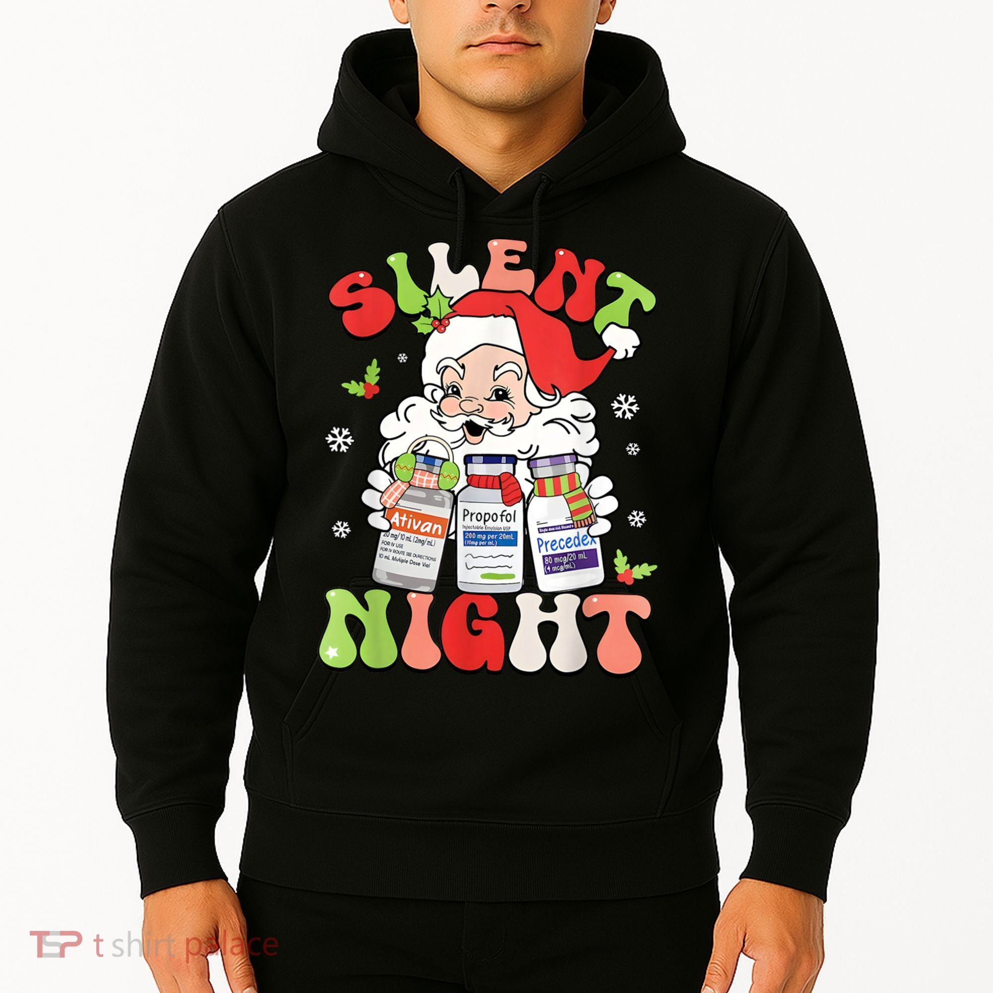 Retro Silent Night Icu Nurse Christmas Intensive Care Unit Hoodie