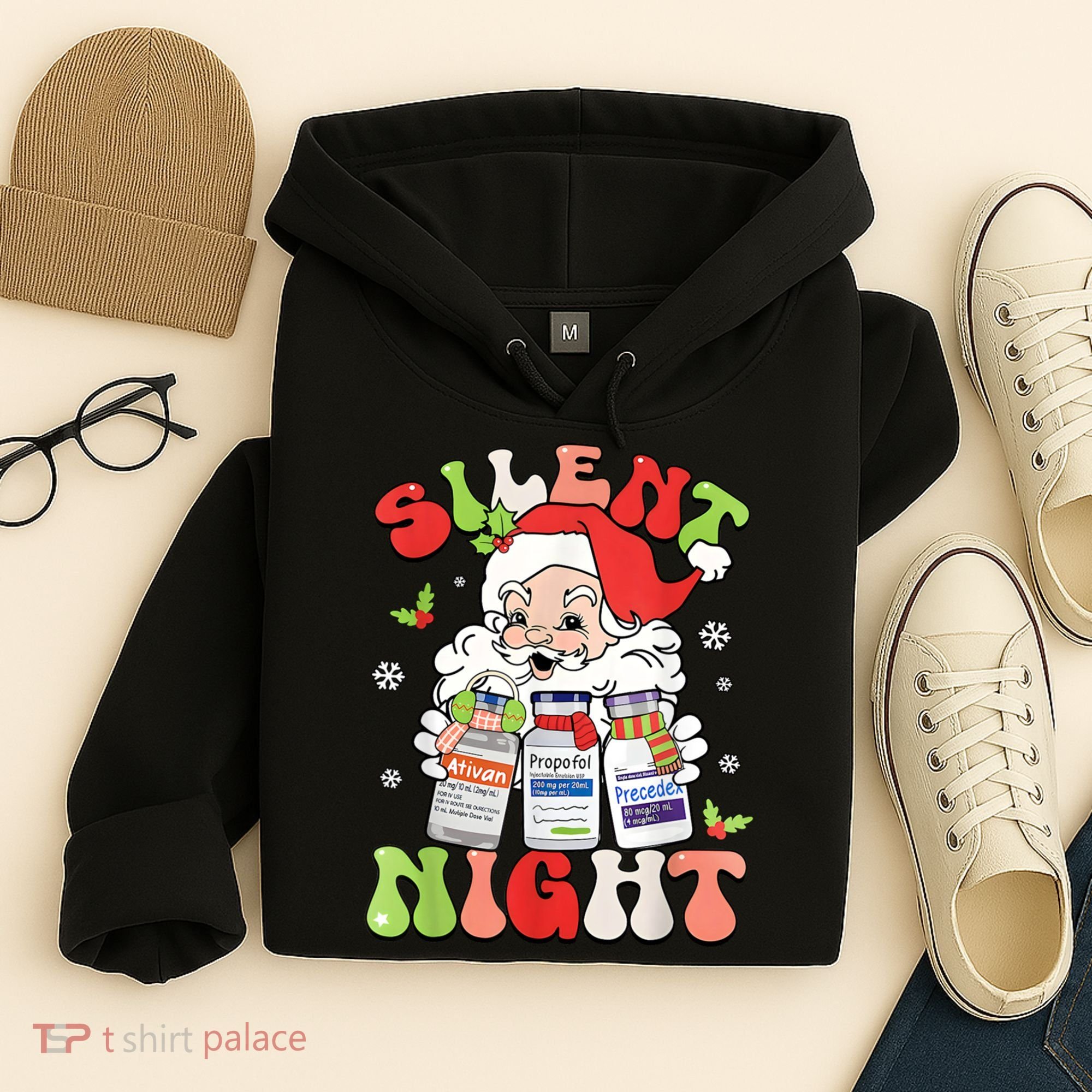 Retro Silent Night Icu Nurse Christmas Intensive Care Unit Hoodie