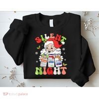 Retro Silent Night Icu Nurse Christmas Intensive Care Unit Sweatshirt thumb 2