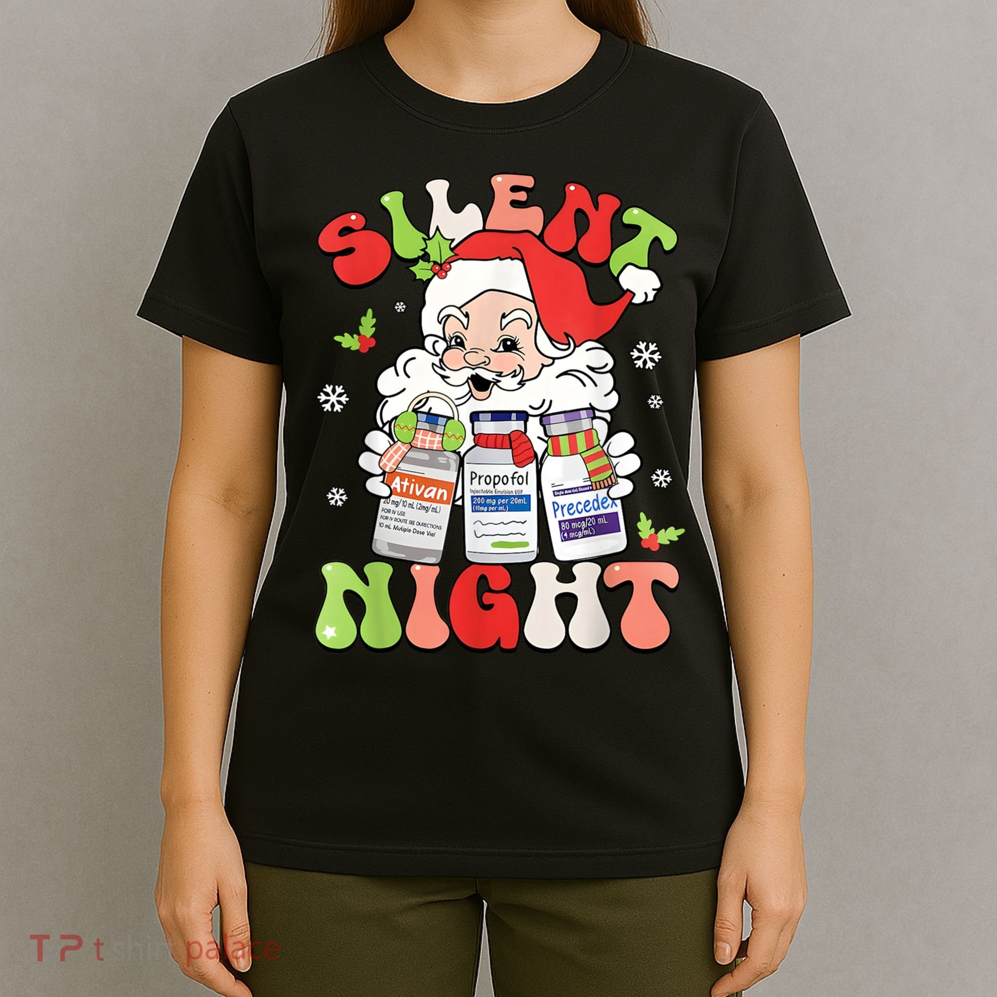 Retro Silent Night Icu Nurse Christmas Intensive Care Unit T-Shirt