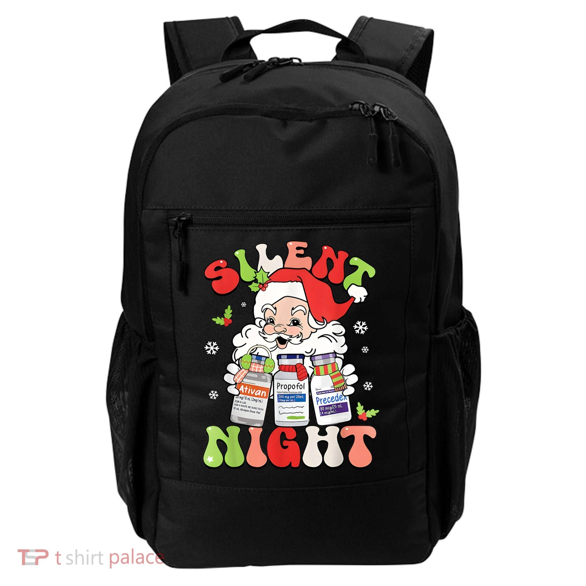 Retro Silent Night Icu Nurse Christmas Intensive Care Unit Backpack